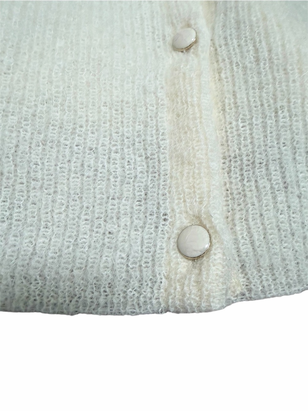 SEZANE Barry Ivory Ecru Mohair Alpaca Blend Cardigan Sweater V Neck Size XS - Picture 6 of 13